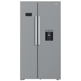  Hotpoint HPG2 6583W XP4UK Dual No Frost American Fridge Freezer with Water Dispenser in Silver Inox
