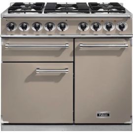 Falcon Deluxe F1000DXDFFN-NM 100cm Wide Dual Fuel Range Cooker - Fawn / Nickle - A Rated