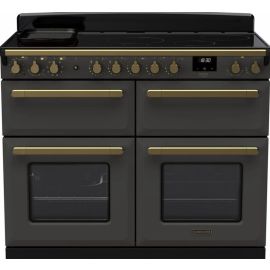 Rangemaster Estel Deluxe ESDLB110EIPSLT-AB1 110cm Wide Induction Range Cooker - Slate / Antique Brass - A Rated