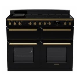 Rangemaster Estel Deluxe ESDLB110EIPGBL/AB1 110cm Induction Range Cooker Black / Antique Brass, A Rated