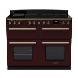 Rangemaster Estel Deluxe ESDLB110EIPBOR/AB1 110cm Induction Range Cooker Bordeaux / Antique Brass, Red, A Rated
