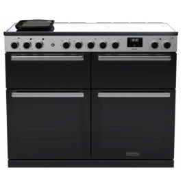 Rangemaster Edge Deluxe EDDLB110EIGBLK/CM1 110cm Electric Range Cooker with Induction Hob - Black Glass / Chrome