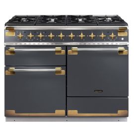 Rangemaster Elise Luxe 110 Dual Fuel Slate with Antique Brass trim ELS110DFSL/AB