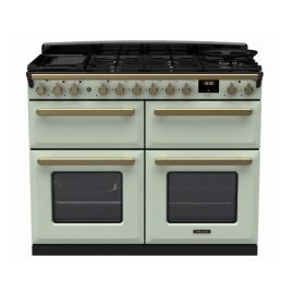 Rangemaster Estel Deluxe ESDLB110DFPMNT/AB1 110cm Dual Fuel Range Cooker Mint / Antique Brass, Green