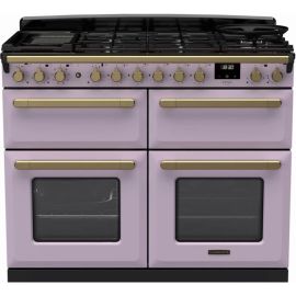 Rangemaster Estel Deluxe ESDLB110DFPHTH-AB1 110cm Wide Dual Fuel Range Cooker - Heather / Antique Brass
