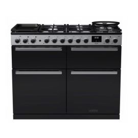 Rangemaster Edge Deluxe EDDLB110DFGBLK/CM1 110cm Dual Fuel Range Cooker Black Glass / Chrome