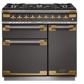 Rangmaster 5028683135296 Elise Luxe 90 Dual Fuel Slate with Antique Brass trim