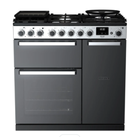 Rangemaster Edge Deluxe EDDL90DFGBLK/CM1 90cm Dual Fuel Range Cooker - Black & Chrome 