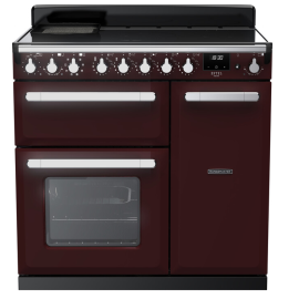 Rangemaster Estel Deluxe ESDL90EIPBOR/CM1 90cm Bordeaux Freestanding Induction Range Cooker – Chrome Trim