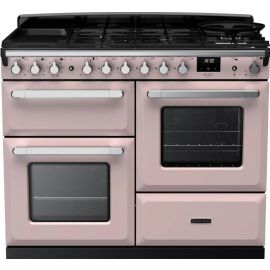Rangemaster Estel Deluxe ESDLO110DFPPPK/CM1 110cm Wide Dual Fuel Range Cooker - Pale Pink / Chrome