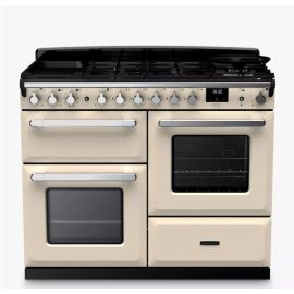 Rangemaster Estel Deluxe ESDLO110DFPPCR/CM1 110cm Dual Fuel Range Cooker with Gas Hob, Pale Cream