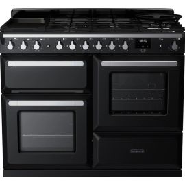 Rangemaster Estel Deluxe ESDLO110DFPGBL/CM1 110cm Wide Dual Fuel Range Cooker - Gloss Black / Chrome