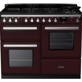 Rangemaster Estel Deluxe ESDLO110DFPBOR/CM1 110cm Wide Dual Fuel Range Cooker - Bordeaux / Chrome