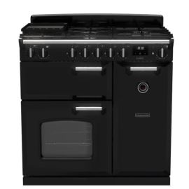 Rangemaster CL90DFPGBL/CM1 Classic 90cm Dual Fuel Rangecooker - Black with Chrome Trim