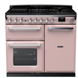 Rangemaster Estel Deluxe ESDL100DFPPPK/CM1 100cm Dual Fuel Range Cooker Pale Pink / Chrome