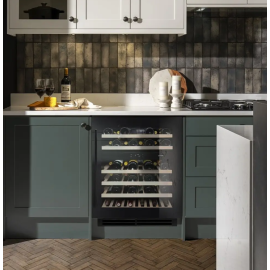 Caple Wi6155BG Sense Premium Undercounter Dual Zone Black Glass Wine Cooler