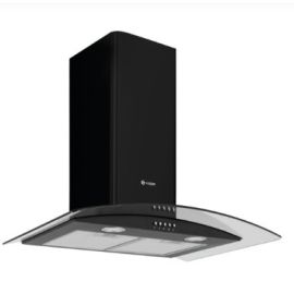 Caple PLASCGC711BK 69.5cm Wall Chimney Hood Black Glass with Plasma filtration