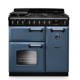 Rangemaster Classic Deluxe 90cm Dual Fuel Range Cooker - Stone Blue & Chrome CLDL90DFPSTB/CM1
