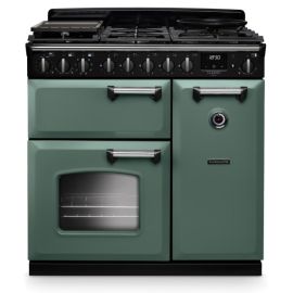 Rangemaster CLDL90DFPMGR/CM1 90cm Dual Fuel Range Cooker Classic Deluxe Mineral Green / Chrome, A Rated