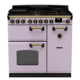 Rangemaster CLDL90DFPHTH/AB1 Classic Deluxe 90cm Dual Fuel Range Cooker - Heather with Antique Brass Trim