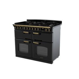 Rangemaster CLDLB110DFPGBL/AB1 110cm Dual Fuel Range Cooker Classic Deluxe Gloss Black / Antique Brass