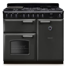 Rangemaster CLDL100DFPSLT/CM1 100cm Dual Fuel Range Cooker Classic Deluxe Slate / Chrome, A Rated