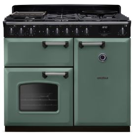 Rangemaster CLDL100DFPMGR/CM1 100cm Dual Fuel Range Cooker Classic Deluxe Mineral Green / Chrome, A Rated