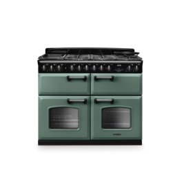 Rangemaster CLDLB110DFPMGR/CM1 Classic Deluxe Mineral Green / Chrome 110cm Dual Fuel Range Cooker