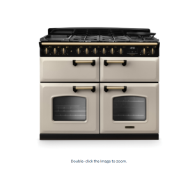 Rangemaster CLDLB110DFPPCR/AB1 110cm Dual Fuel Range Cooker Classic Deluxe Pale Cream / Antique Brass