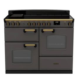 Rangemaster CLDLO110EIPSLT/AB1 Classic Deluxe 110cm Induction Range Cooker (Standard) - Slate with Antique Brass Trim