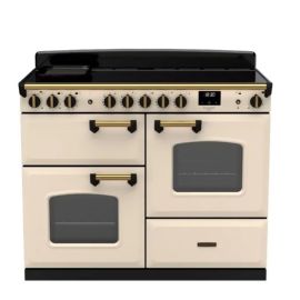 Rangemaster CLDLO110EIPPCR/AB1 Classic Deluxe 110cm Induction Range Cooker (Standard) - Pale Cream with Antique Brass Trim
