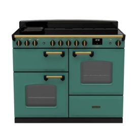 Rangemaster CLDLO110EIPMGR/AB1 Classic Deluxe 110cm Induction Range Cooker (Standard) - Mineral Green with Antique Brass Trim