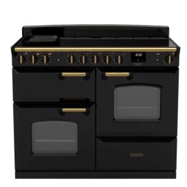 Rangemaster CLDLO110EIPGBL/AB1 Classic Deluxe 110cm Induction Range Cooker (Standard) - Black with Antique Brass Trim