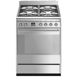 Smeg 60x60 cm Concert Classic Dual fuel Cooker with Gas Hob Stainless steel SUK61MX9