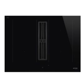 Smeg 70 cm Universal Induction hob with integrated hood, Black HOBD472D2