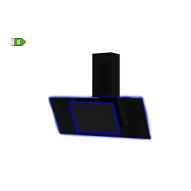 Cata UBAHALO9 - Black Glass Extractor - 90cm Angled Hood