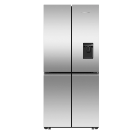 Fisher & Paykel RF500QNUX1 79cm Wifi Connected Plumbed Quad Door Frost Free Fridge Freezer - Stainless Steel