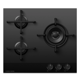 Fisher & Paykel CG603DNGGB4 60cm 3 Burner Gas Hob - Black Glass