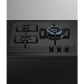 Fisher & Paykel CG603DNGGB4 60cm 3 Burner Gas Hob - Black Glass