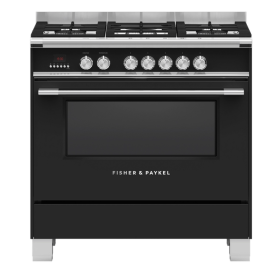 Fisher & Paykel OR90SCG4B1 90cm Dual Fuel 5 Burner Range Cooker - Black
