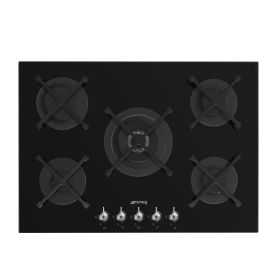 Smeg PV375N 75cm Classic Gas Hob Black Gas on Glass on Steel