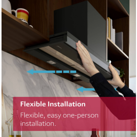 N 90, Integrated Design Hood, 80 cm, clear glass black printed, Matt black D88XET2S0B