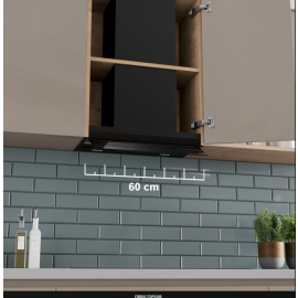 Bosch Series 6, Integrated Design Hood, 60 cm, clear glass black printed, Matt black DBB67DP60B