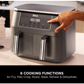 Ninja DZ300UK 7.6 litre 6-in-1 Dual Zone Air Fryer - Gun Metal Grey