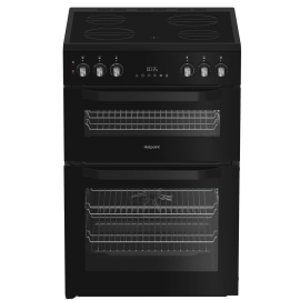 Hotpoint HDE6VDC2B1 Freestanding 60cm Double Oven Cooker with Ceramic Hob in Black