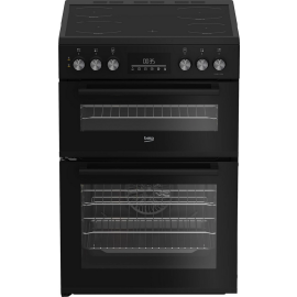Beko EDC6731K 60cm Double Oven Electric Cooker with Vitroceramic Hob - Black