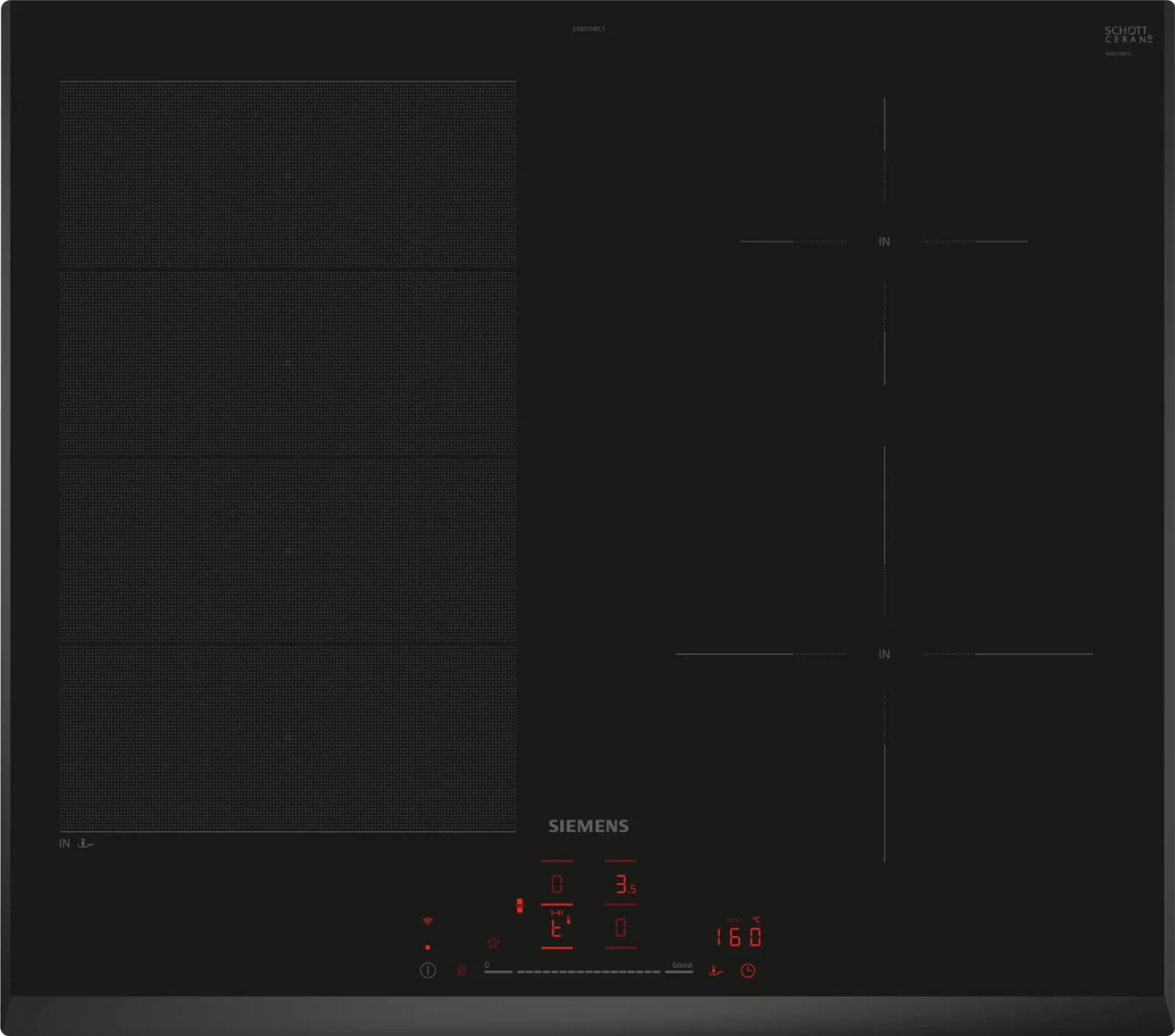 Siemens Black Ex651hec1e Iq700 60Cm Flex Induction Hob
