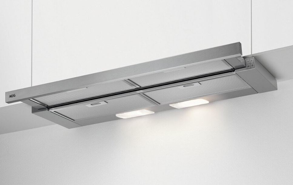 Aeg Silver/Light Dpb3932s 90Cm Telescopic Cooker Hood