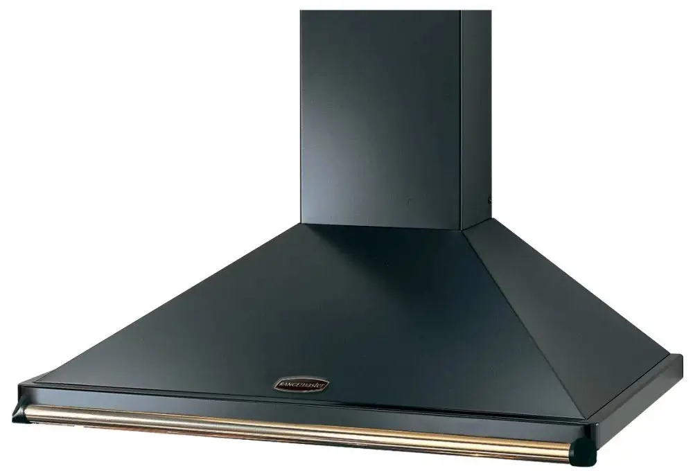 Rangemaster Black Clahdc90bb/ 90Cm Classic Chimney Hood With Brass Rail