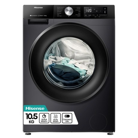 Hisense Black Wf3s1043bb3 10.5Kg 1400 Spin Steam Washing Machine